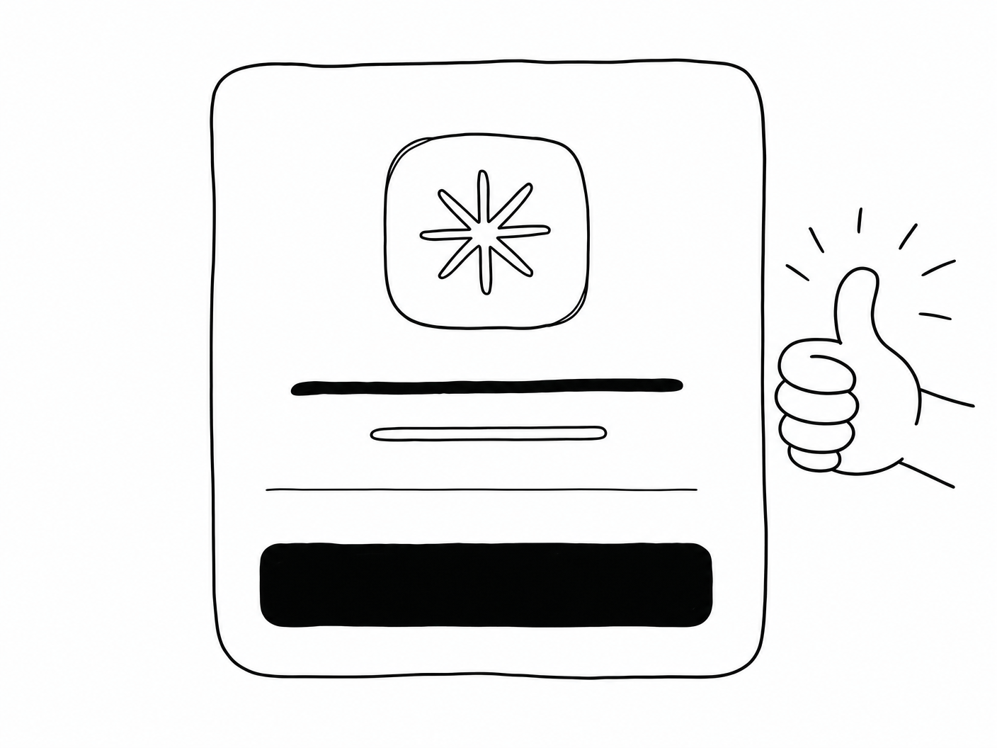 Connected confirmation screen with thumbs up